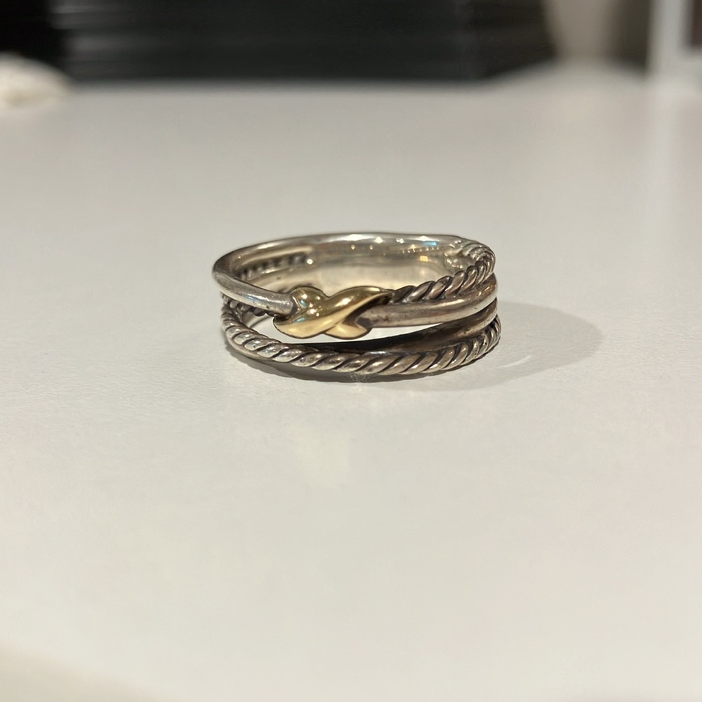 David Yurman Silver and Gold Cable Ring